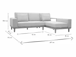 Outlet Miliboo Sofá chaise longue a la derecha 5 plazas con almacenaje de tela texturizada efecto aterciopelado y madera clara KOMAO Beige