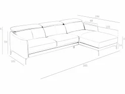 Angel Cerda Sofá chaise longue derecha piel 6041