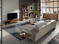 Angel Cerda Sofá chaise longue derecha piel gris taupe 6150