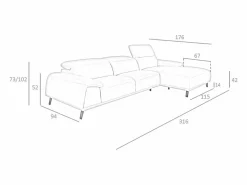 Angel Cerda Sofá chaise longue derecha piel gris taupe 6150