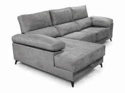 Cambia tus muebles Sofá Chaise Longue derecho de 101x293x167 cm con arcón integrado color oscuro Vis