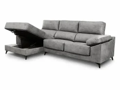 Cambia tus muebles Sofá Chaise Longue derecho de 101x293x167 cm con arcón integrado color oscuro Vis