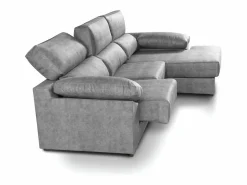 New Cambia tus muebles Sofá Chaise Longue izquierdo de 100x283x167 con arcón y patas metálicas oscuro Monti Gris