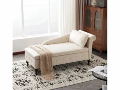 Merax Sofá chaise longue para salón - 144 x 62 x 69 cm - con almacenamiento + cojines + reposabrazos derecho - terciopelo -