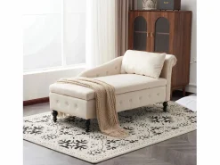 Merax Sofá chaise longue para salón - 144 x 62 x 69 cm - con almacenamiento + cojines + reposabrazos derecho - terciopelo -
