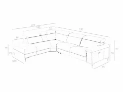 New Sofá chaise longue relax izquierda piel gris oscuro 6112 Sofá De Piel