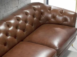 Sale Sofá Chester 2 plazas piel marrón coñac 6139 Sofá De Piel