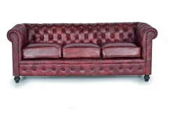 Best Sofá chester en cuero natural marrón 3 plazas Sofá Vintage|Sofá De Piel
