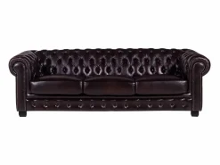 LINEA SOFA Sofá Chesterfield 100% piel color marrón BRENTON