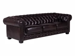 LINEA SOFA Sofá Chesterfield 100% piel color marrón BRENTON