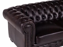 LINEA SOFA Sofá Chesterfield 100% piel color marrón BRENTON
