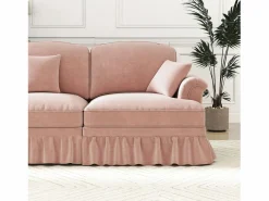New Sofá chesterfield 2 plazas en felpa - con 2 otomanas y 2 cojines - falda desmontable - 194x140x93cm Sofás Club