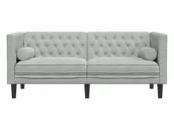 Clearance Sofá Chesterfield 2 plazas con cojines terciopelo claro Sofás Chesterfield