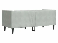 Clearance Sofá Chesterfield 2 plazas con cojines terciopelo claro Sofás Chesterfield