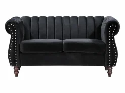 Outlet Vente-unique Sofá chesterfield 2 plazas de terciopelo TRUMBO Negro
