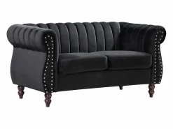 Outlet Vente-unique Sofá chesterfield 2 plazas de terciopelo TRUMBO Negro
