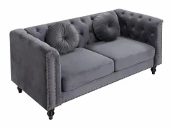 Sale Vente-unique Sofá chesterfield 2 plazas de terciopelo antracita TURNER Gris antracita