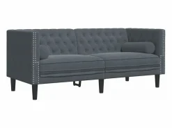Clicnbuy Sofá Chesterfield 2 plazas con cojines terciopelo oscuro