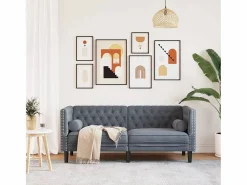 Clicnbuy Sofá Chesterfield 2 plazas con cojines terciopelo oscuro