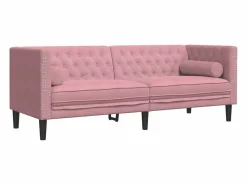Clicnbuy Sofá Chesterfield 3 plazas con cojines terciopelo