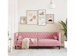 Clicnbuy Sofá Chesterfield 3 plazas con cojines terciopelo