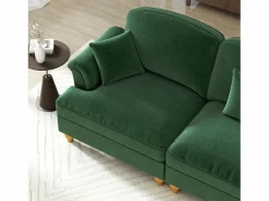 DripeX Sofá chesterfield 2 plazas en felpa - con 2 otomanas y 2 cojines - falda desmontable - 194x140x93cm