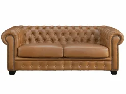 New Sofá chesterfield 3+2 plazas 100% piel de búfalo Caramel vintage BRENTON Conjunto Sofás
