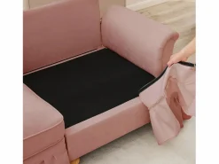 Discount Sofá chesterfield 2 plazas en felpa - con otomana y 2 cojines - falda desmontable - 194x140x93cm Sofás Club|Sofá Rinconera