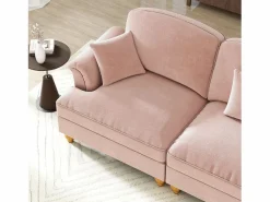Discount Sofá chesterfield 2 plazas en felpa - con otomana y 2 cojines - falda desmontable - 194x140x93cm Sofás Club|Sofá Rinconera