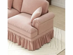 Discount Sofá chesterfield 2 plazas en felpa - con otomana y 2 cojines - falda desmontable - 194x140x93cm Sofás Club|Sofá Rinconera