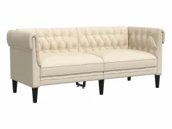 New Clicnbuy Sofá chesterfield de 2 plazas tela Crema