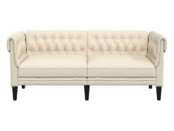 New Clicnbuy Sofá chesterfield de 2 plazas tela Crema