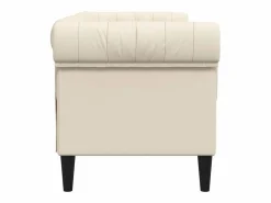 New Clicnbuy Sofá chesterfield de 2 plazas tela Crema