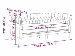 New Clicnbuy Sofá chesterfield de 2 plazas tela Crema