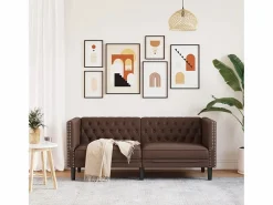 Clicnbuy Sofá Chesterfield de 2 plazas cuero artificial marrón