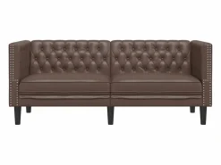 Clicnbuy Sofá Chesterfield de 2 plazas cuero artificial marrón