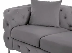 New Sofá Chesterfield de 3 plazas de terciopelo antracita y patas de metal EDWINA Sofás Chesterfield