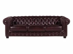 Clearance Sofá chesterfield de 4 plazas 100% piel rojo BRENTON Sofás Chesterfield|Sofá De Piel