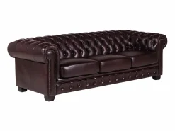 Clearance Sofá chesterfield de 4 plazas 100% piel rojo BRENTON Sofás Chesterfield|Sofá De Piel