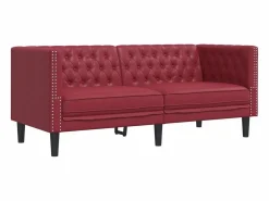 Hot Clicnbuy Sofá Chesterfield de 2 plazas cuero artificial tinto Rojo