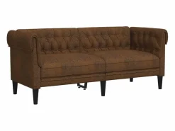 Online Sofá chesterfield de 2 plazas tela marrón Sofás Chesterfield