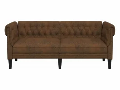 Online Sofá chesterfield de 2 plazas tela marrón Sofás Chesterfield