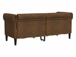 Online Sofá chesterfield de 2 plazas tela marrón Sofás Chesterfield