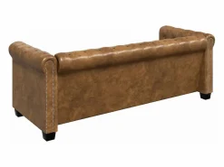 Sale Sofá Chesterfield de 3 plazas cuero sintético marrón Sofás De Piel Sintética