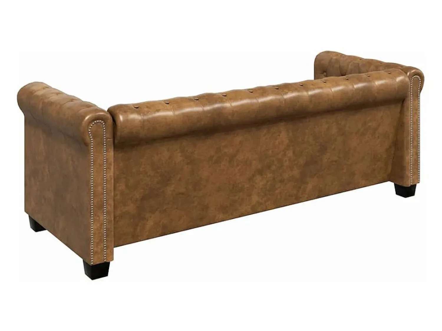 Sale Sofá Chesterfield de 3 plazas cuero sintético marrón Sofás De Piel Sintética