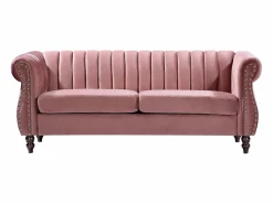 Sale Vente-unique Sofá chesterfield de 3 plazas de terciopelo rojo viejo TRUMBO Rosa palo