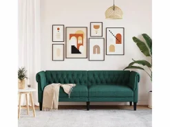 Outlet Clicnbuy Sofá Chesterfield de 3 plazas tela oscuro Verde