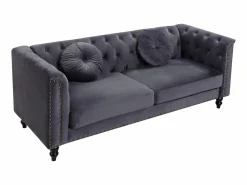 Clearance Sofá chesterfield de 3 plazas de terciopelo antracita TURNER Sofá De Terciopelo|Sofá - 3 Plazas
