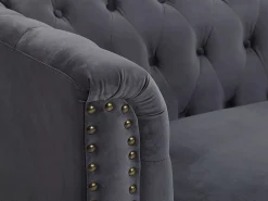 Clearance Sofá chesterfield de 3 plazas de terciopelo antracita TURNER Sofá De Terciopelo|Sofá - 3 Plazas