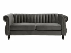 Vente-unique Sofá Chesterfield de 3 plazas de terciopelo antracita TRUMBO